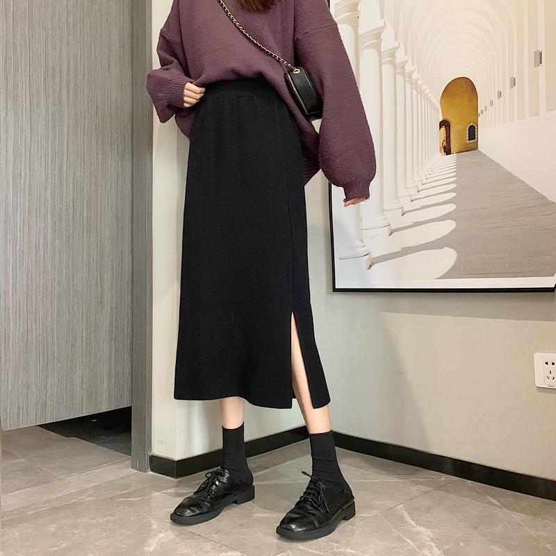 

Женская вязаная юбка-полубоди Осень/Зима Миди Длина С высокой талией А-силуэта 3XL