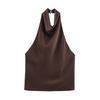 Dámské topy, Sexy saténová tílka bez zad s zeštíhlujícím efektem, Volné tílka s halter krkem bez rukávů, Měkké prodyšné topy na letní párty do kanceláře