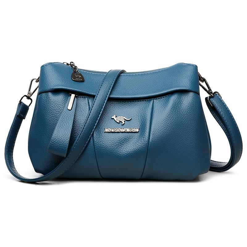 

Женская мягкая кожаная сумка для поездок на работу, многослойная, большая вместимость, сумка через плечо, сумка для мам среднего возраста синий