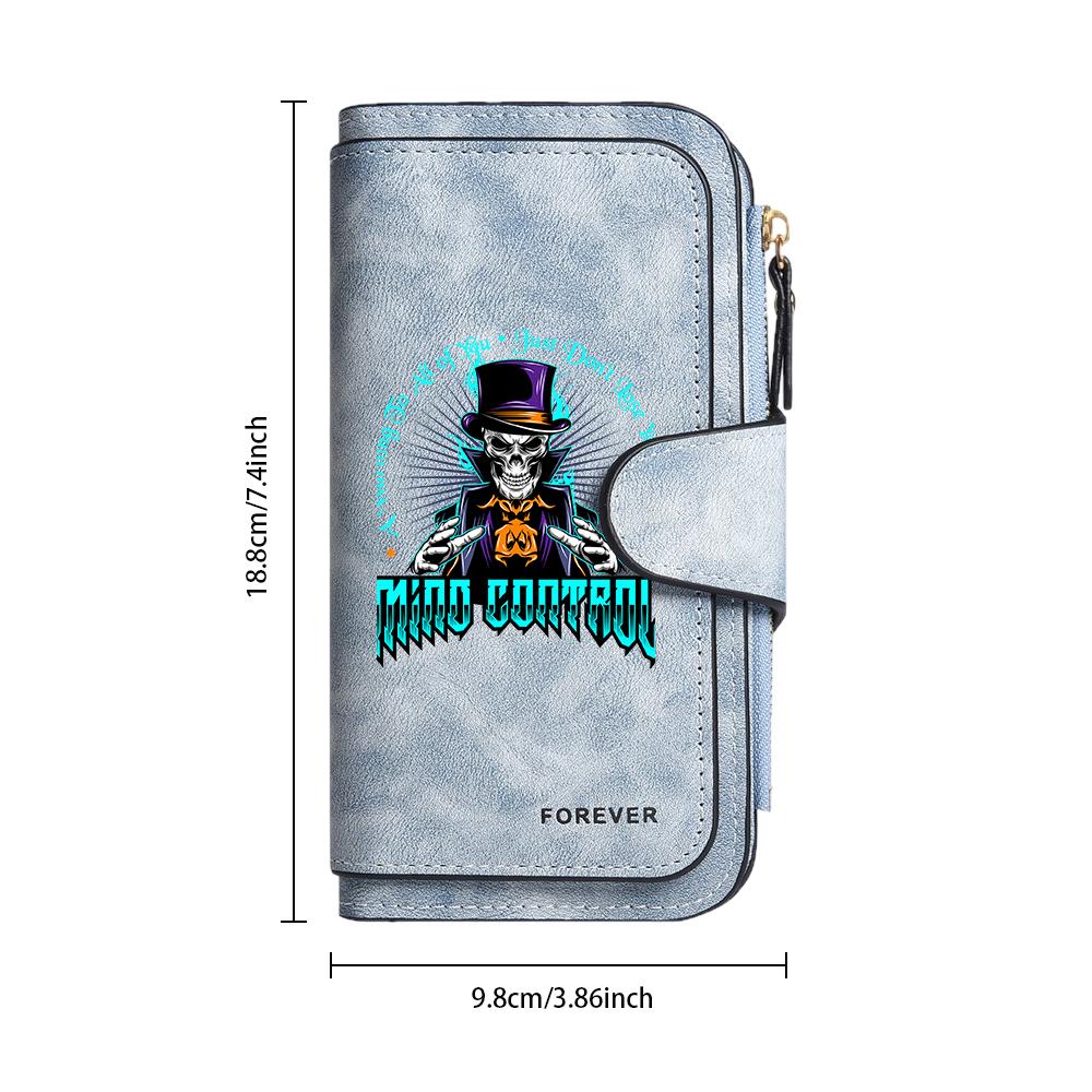 Gothic Skull Pattern Long Wallet Cool Stylish Card Holder Durable PU Purse