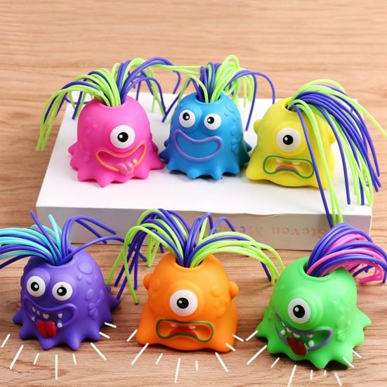 Hair Pulling Screaming Demon Toy with 6 Sound Effects Stress Anxiety Relief Colorful Hair Plucking Devil Sensory Fidget Toy Party Favors