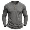 Mens Classic Style Henley Pullover Tops Raglan Long Sleeve Solid Color Daily Casual Wear Crew Neck Basic T Shirts