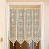 Beige Cotton Thread Woven Hollow Tapestry Home Door Curtains Foyer Partition Curtains Wall Background Decoration Tassel Curtains