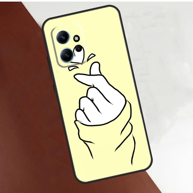 Kpop Hand Finger Heart Case For Xiaomi Redmi Note 14 13 9 10 11 12 15 Pro Plus Cover For Redmi 15 C 13C 12C 10C 14C