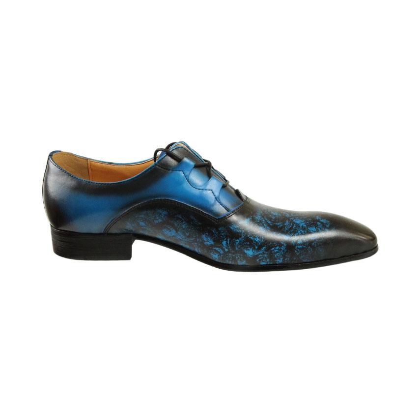 Fashion Handmade Men's Shoes Genuine Leather Footwear For Wedding Business Dress Designer Pointed Toe High Grade Blue Black Men's Shoes