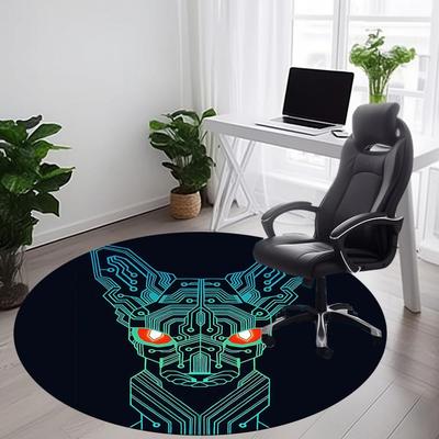 1pc Robot Dog Office Round Area Rug, Under Office Chairs Bedroom Living Room Home Decor, Room Deco