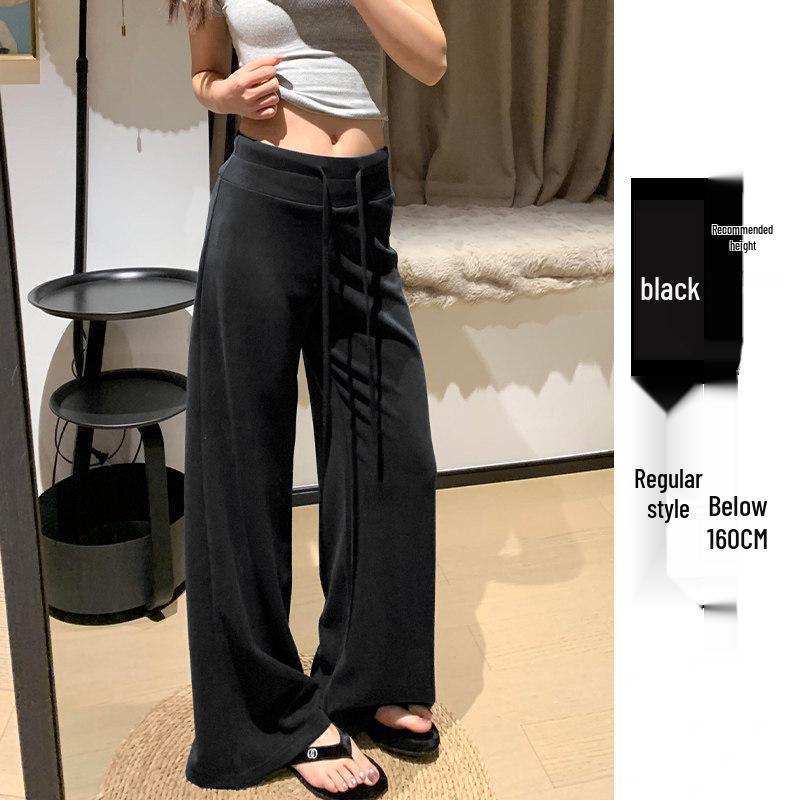 Women s Dark Blue High Waist Wide Leg Sweatpants - Summer 2025 Collection: Slimming, Petite, Straight Leg, Spring/Autumn. M