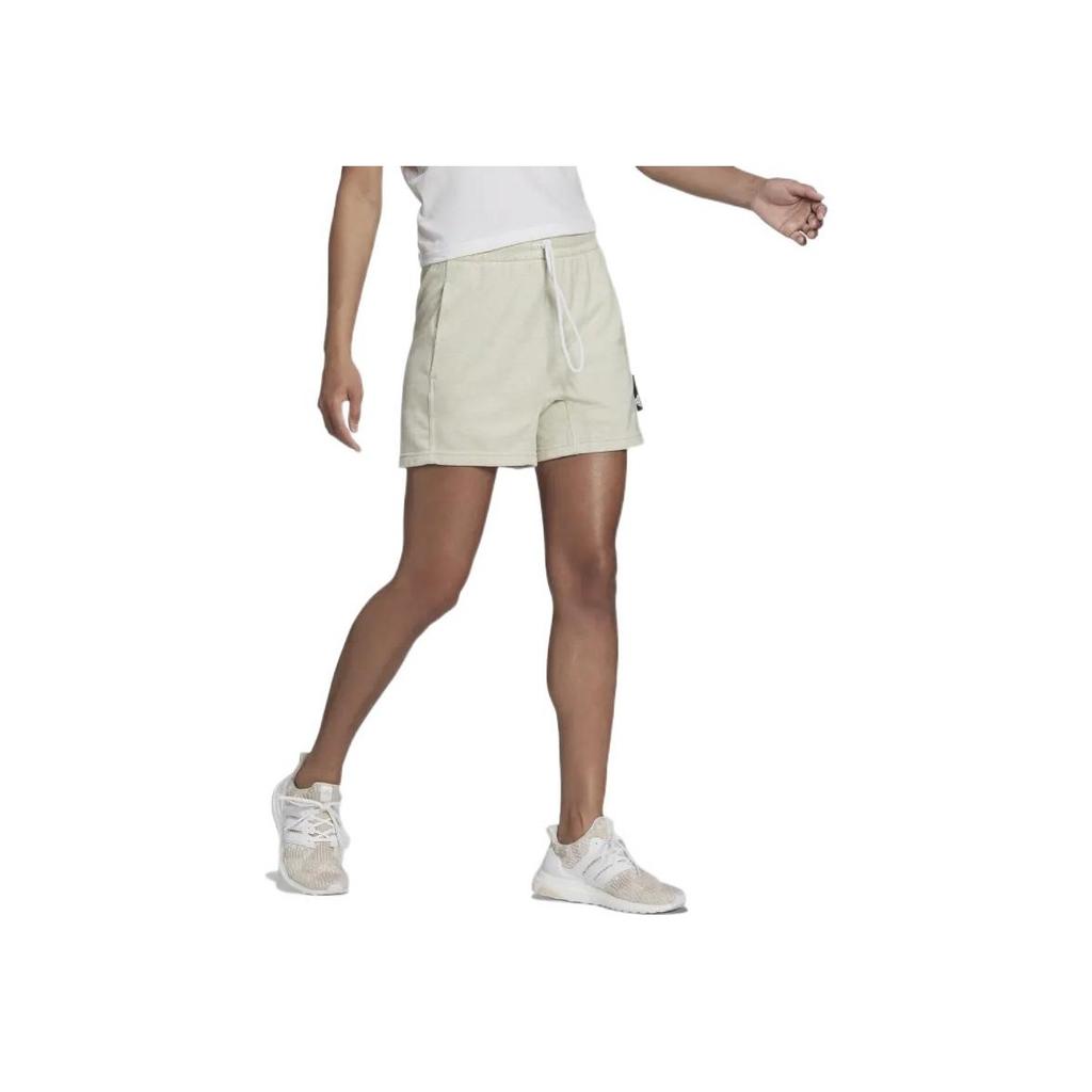 Adidas Solid Color Logo Patch Drawstring Sports Shorts Women Bottoms White HE4145