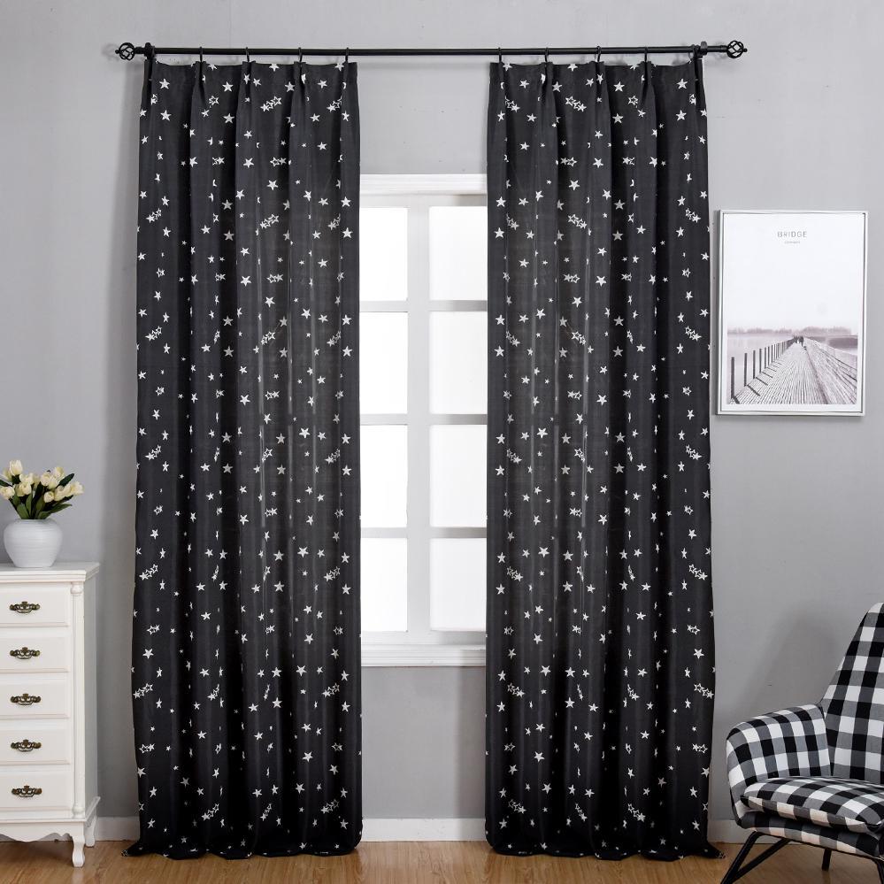 1PC Roman Modern 20%+Semi-Blackout Curtain Embroidered Dream Star Curtains Kitchen Window Bedroom Curtains 1 PCS Lozujoju Home Decor
