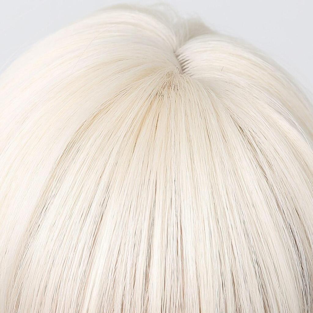 Wigs Straight Haircube Short Synthetic White Platinum Fiber Wig With Bangs For Women Daily Cosplay Heat Resistant Wigs