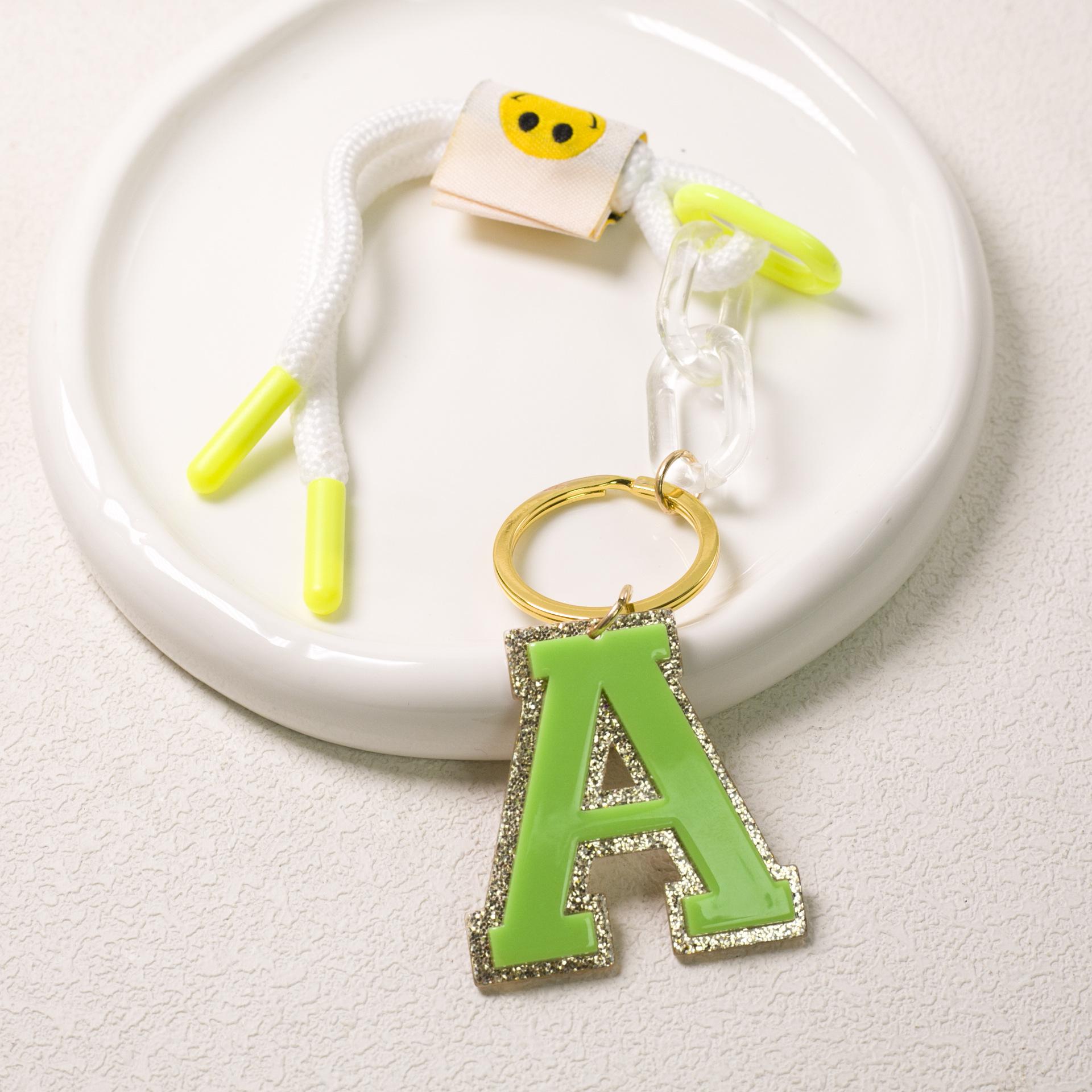 26 Letter Smiley Face Rope Buckle Pendant Bag Personalized Pendant Trendy Brand Bag Keychain Lanyard