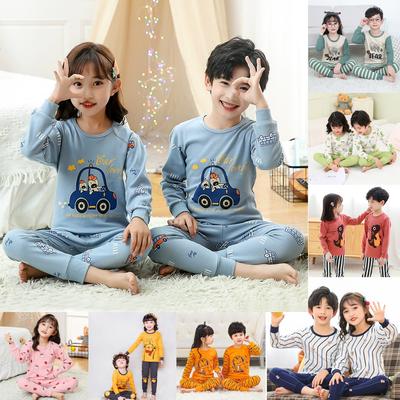 MAITA Animal Pritned Sleepwear for Kids Boy Girl Cartoon Cotton Pajamas Set Soft Breathable Home Wear