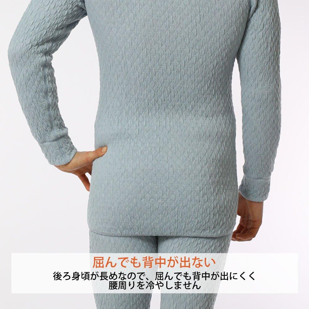 Hidamari Premium Wave Long Sleeve Warm Size Men's U-Neck Shirt, Underwear, Triple-Layer Construction, M, Off-White [PW901-OWH]