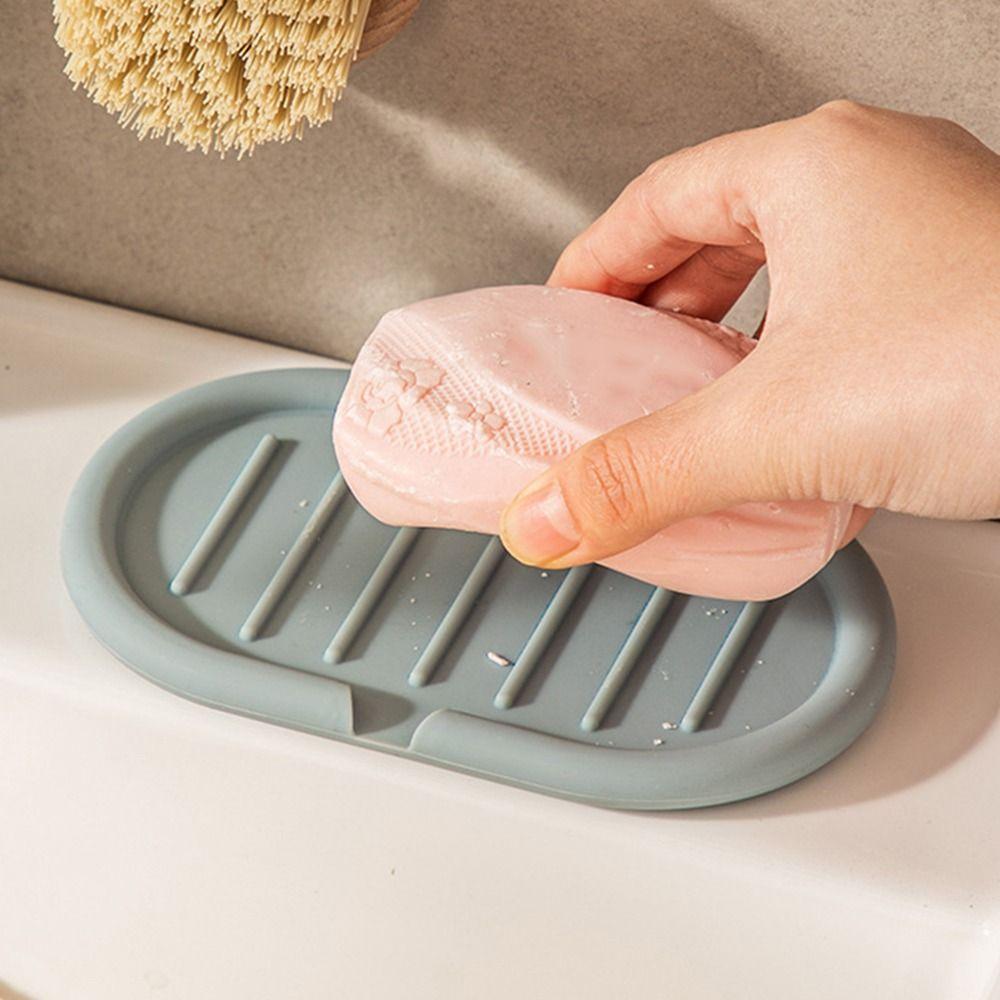 Silicone Soap Dish Holder Creative Soap Plate Easy To Clean Soap Container  Home Decor