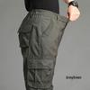 Spring and Autumn Men's Multi-Pocket Casual Pure Cotton Loose Straight-Leg Trousers