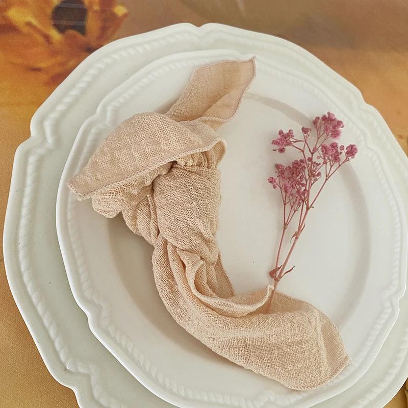 30pcs Handmade Cloth Napkins 40X40cm Boho Rustic Dinner Napkin for Birthday Wedding Party Baby Shower Christmas Table Decoration