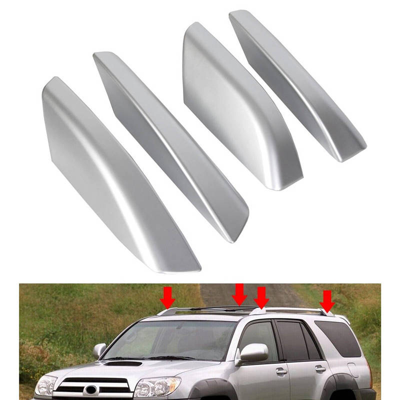 4pcs Car Roof Rack Rail End Cover Caps Black Sliver Replacement for Toyota 4Runner N210 2003 2004 2005 2006 2007 2008 2009