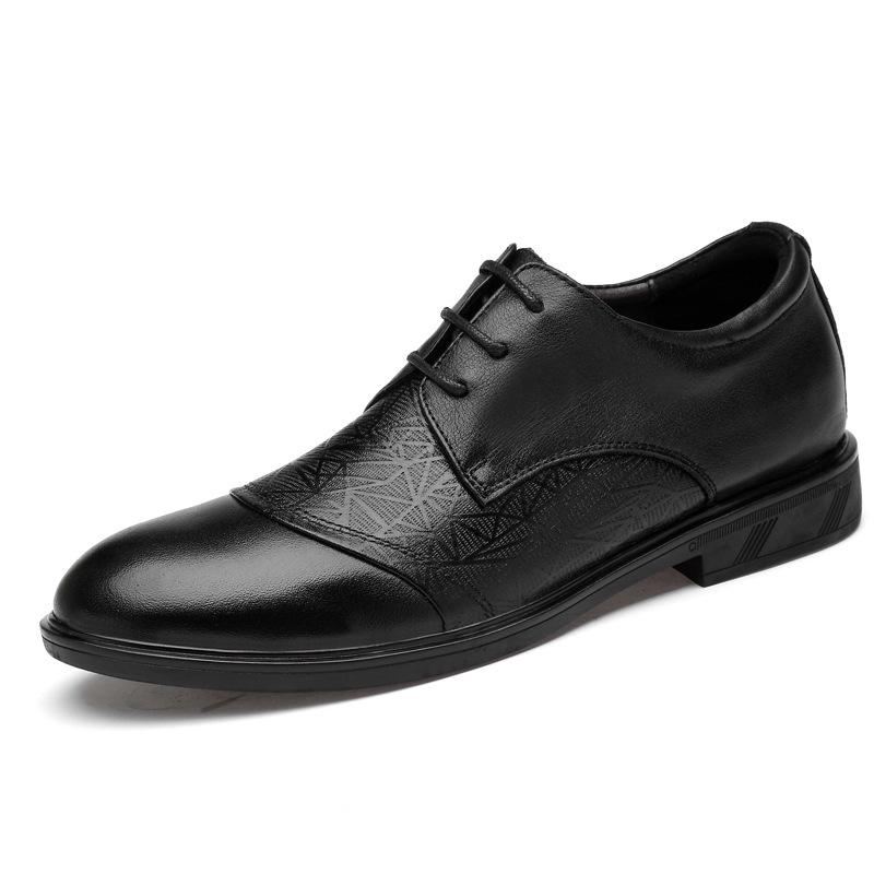 Men s Height-Increasing Cowhide Leather Business Shoes - Trendy, Large Size 42