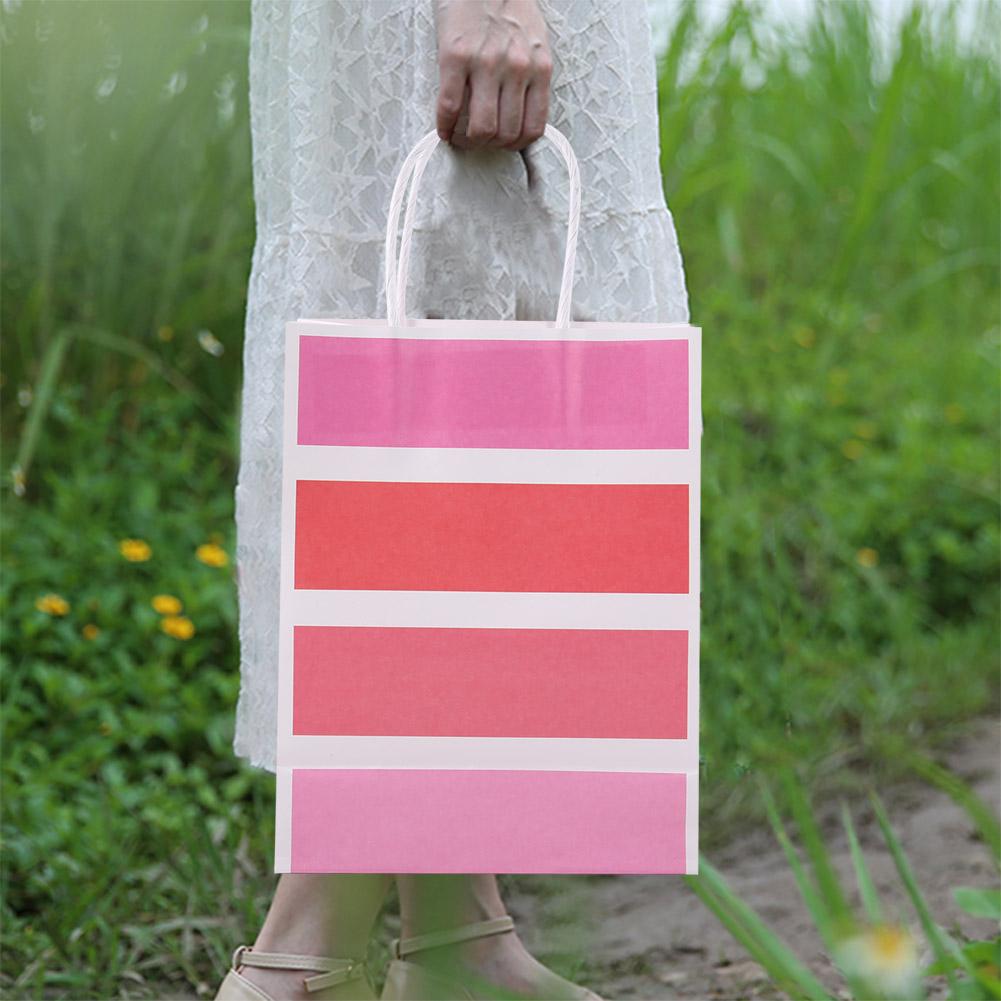 25 Stück Geschenktüte Kraftpapier für Hochzeit Gastgeschenktüte mit Henkel Rosa