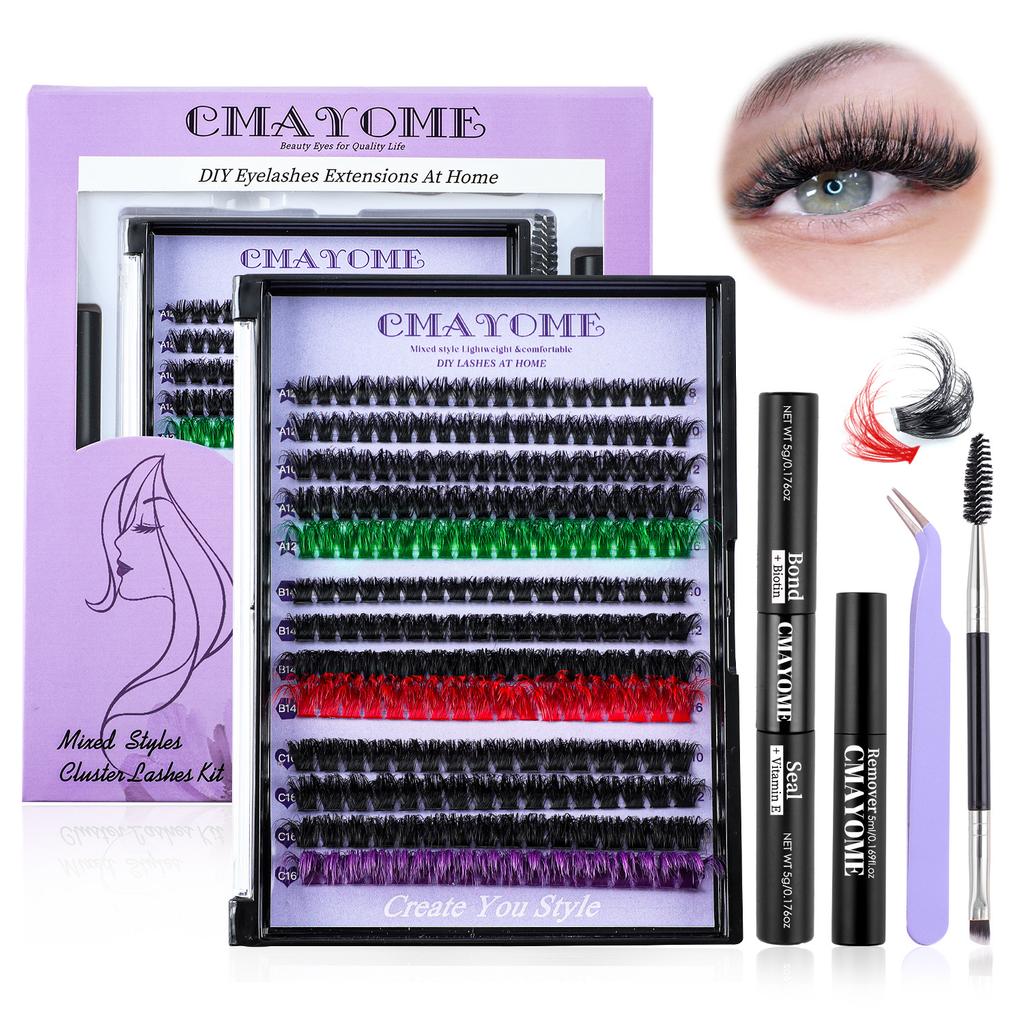 Dense Single Cluster D Song False Eyelashes Set 8-16Mmdiy Segmented Colored Multi-Haired Eyelashes
