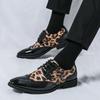 New Arrival Fashion Men's Leopard Patent Leather Formal Oxford Shoes Male Punk Rock Wedding Prom Dress Flats Zapatos Hombre
