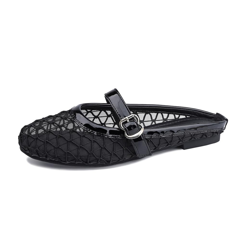 Summer new hollow sandals women's fashion outer wear high-end rear hollow muller shoes women's mesh breathable flats