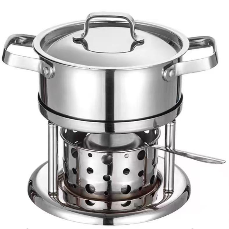 304 Stainless Steel Alcohol Stove - Compact Hot Pot for Single-Person Use, Eco-Friendly and Portable for Indoor/Outdoor Cooking