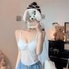 #Summer new pure lace sling vest female slim shoulder strap adjustable fixed belt chest pad versatile