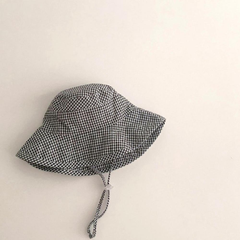 Wide Brim Summer Sun Hat for Baby Plaid Print Fisherman's Hat Children Cotton Bucket Cap for Boys Baby Girls SunHat Kids Bonnet