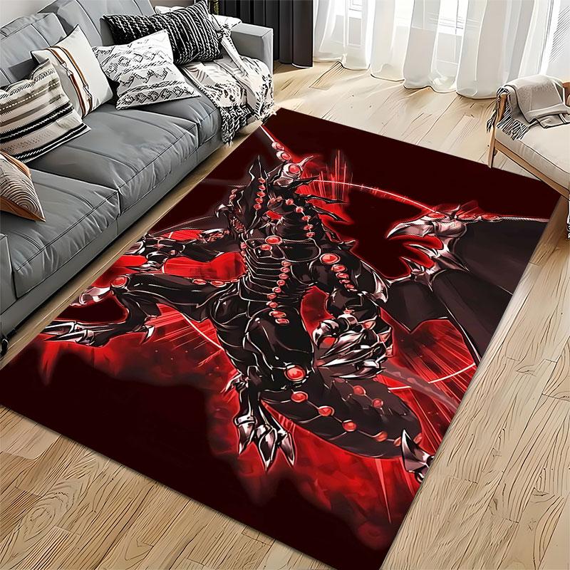 "Red Black Dragon Fantasy Rug" suitable as a non-slip mat for the living room or bedroom sofa