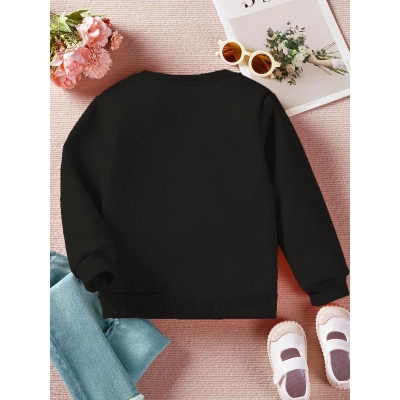Kids Loose Crewneck Sweatshirt, Cute Cartoon Cat Print Trendy All-Match Long Sleeve Top for Spring Autumn