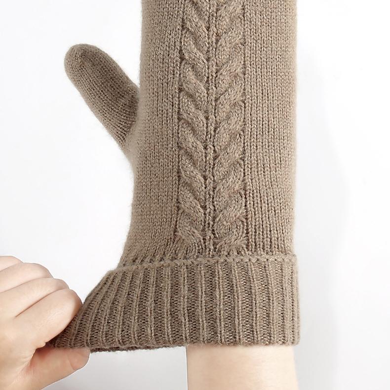 Knitted Gloves Winter Double-layer Velvet Thickened Warm Gloves Mitten