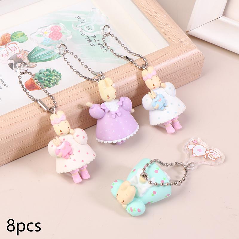 8Pcs  Rabbit Pendant Keychain Blind Box Egg Capsule Cartoon Key Pendant Children'S Toys