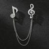 Men's Korean Style Eagle Guitar Brooch with Rhinestone Chain Badge
