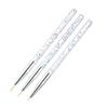3Pcs Nail Art Liner Brush Acrylic Nail Painting Pen Set Crystal Stripe Handle