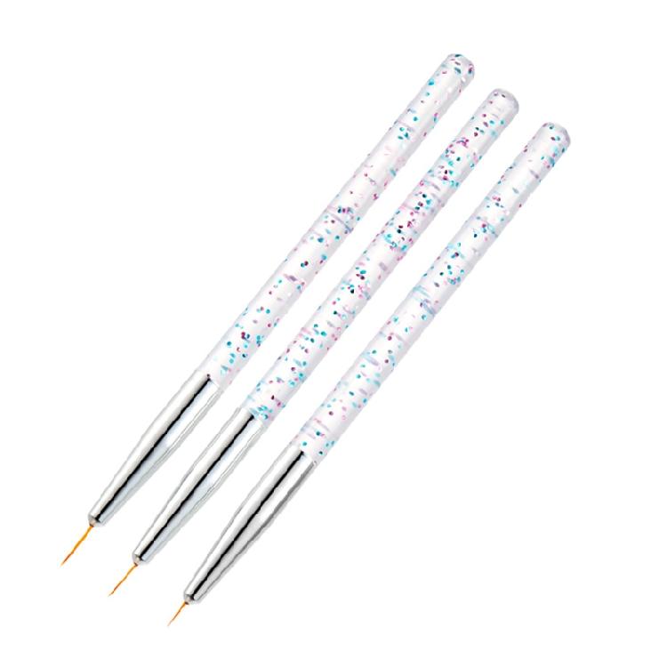 3Pcs Nail Art Liner Brush Acrylic Nail Painting Pen Set Crystal Stripe Handle