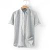 Men's Short-Sleeve Linen Shirt - Summer Casual Loose Fit with Lapel Collar, Cotton and Linen Blend, Plus Size Available