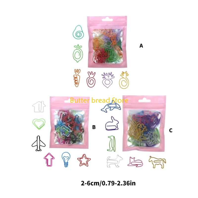 W89C Multifunctional Paper Clips Assorted Color Metal Paperclips File Paper Clamp Metal Bookmarks Clip for Office School