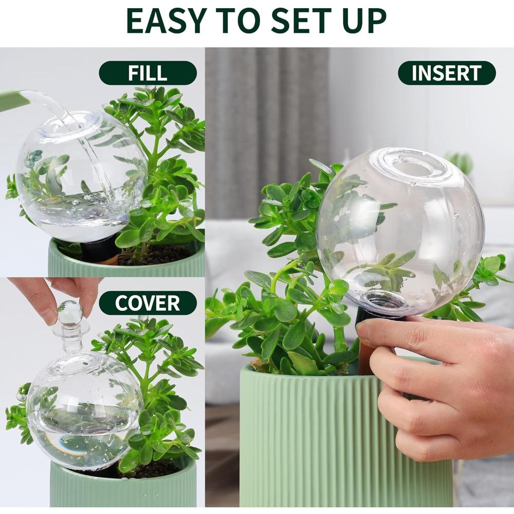 2 Piezas Globos Auto-Riego Grandes para Plantas Relleno Superior Bombillas de Agua de Plástico Liberación Lenta Inserto Auto-Riego de Terracota Sistema de Dispositivos de Riego para Plantas