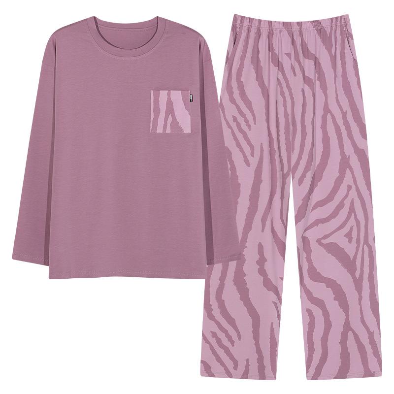 Pyjamas mit integrierten Brustpolstern Reine Baumwolle Langärmelig Damen Freizeit-Loungewear Damenmodelle