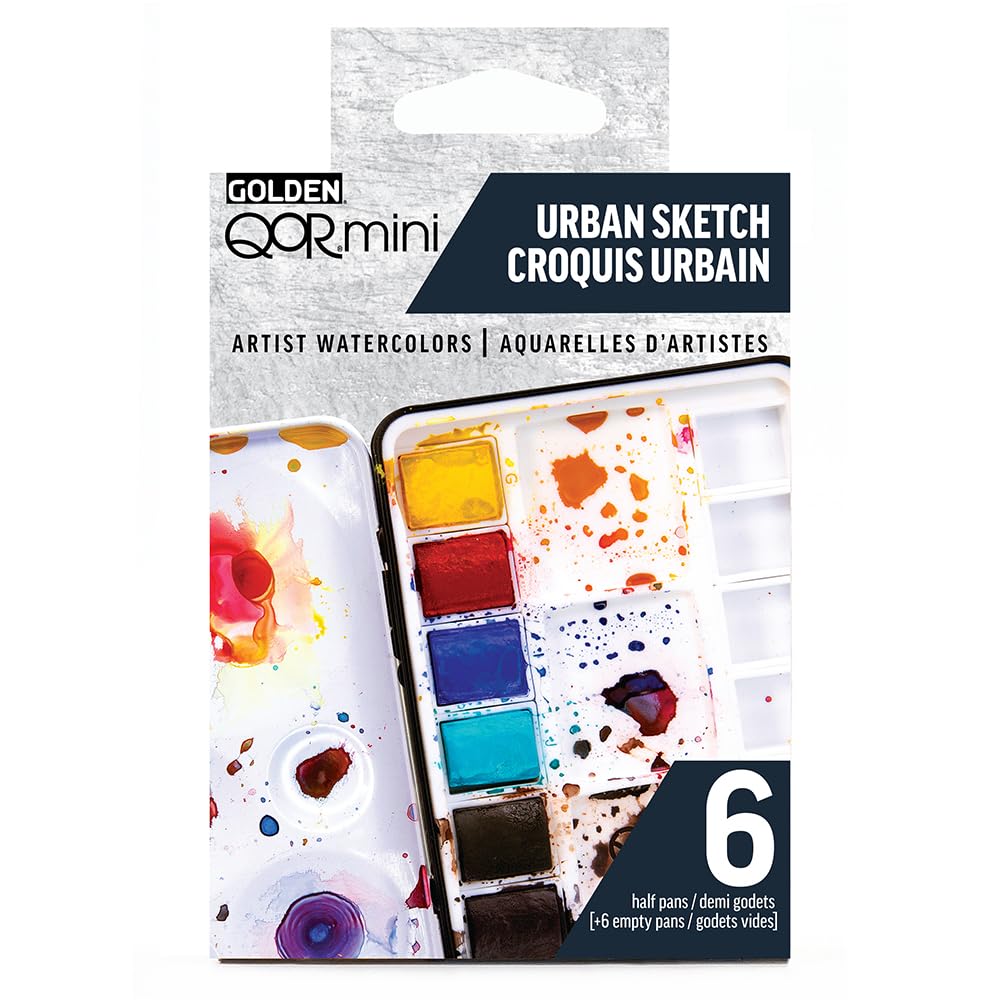 Golden QOR Watercolor 0025 Half Pan Urban Sketch 6-Color Set 13300025