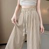 Women's Petite Retro Vertical Striped Wide-Leg Pants - Summer Casual Loose Fit