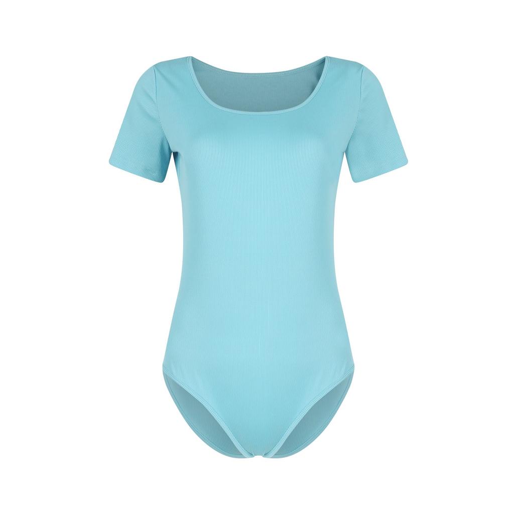 Women's Regular Fit Casual Fashion Sexy Solid Color Snap Button Ribbed Short Sleeve Slim Fit Bodysuit
