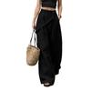 Women's Color Elastic Waist Wide Leg Casual Pants with Irregular Hem