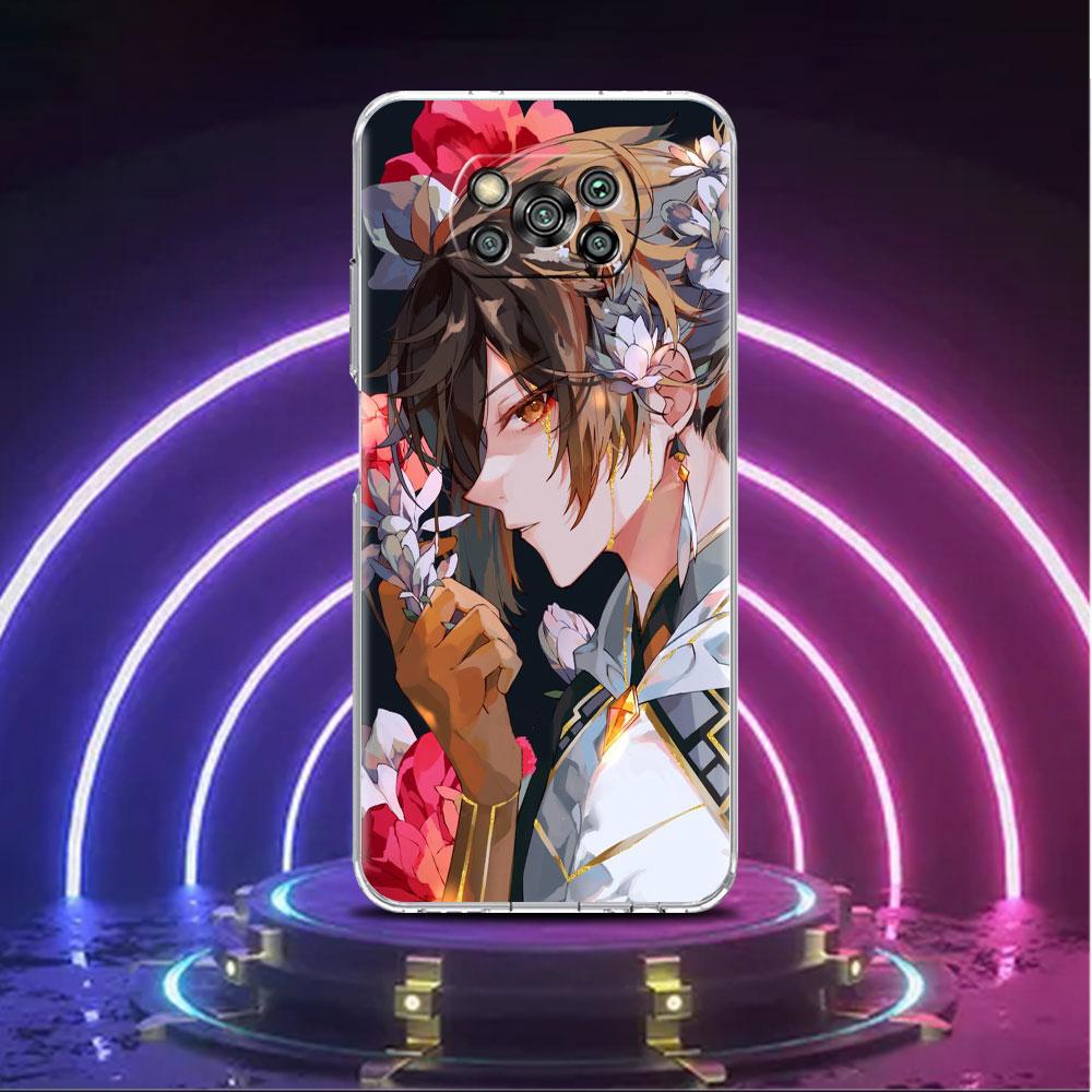 

Прозрачный мягкий чехол для Xiaomi Mi Poco X3 NFC M3 F3 12 11 Lite 11T 10T X3 Pro Note 10 9T F1, чехол для телефона Genshin Impact Raiden Xiaomi Mi Note10Pro