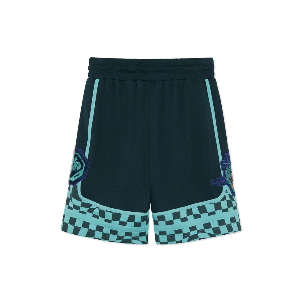 Li-Ning Sports Basketball Series Colorblock Checkered Casual Shorts Men Bottoms Dark-Green AAPR589-2