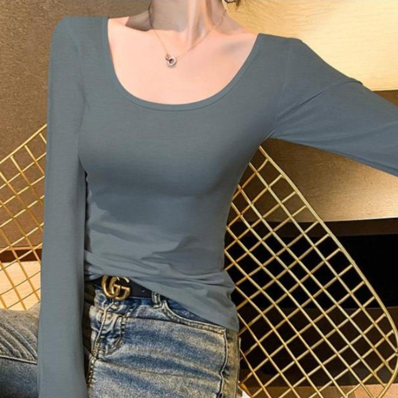 

Женский базовый слой Осень Зима Длинный рукав Внутреннее белье Футболка со структурированным плечом Облегающий рубчик Универсальный Можно носить как верхнюю одежду 3XL серый