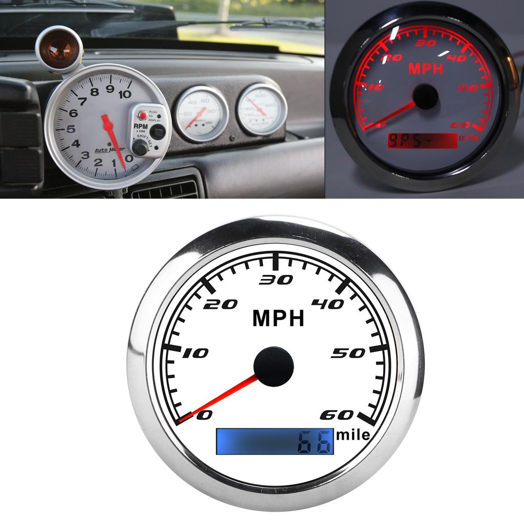   GPS Speedometer 60MPH Speed Gauge 0‑   Mile IP67 Waterproof with Red Backlight for Boat Car Truck