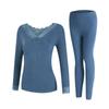 Autumn-Winter Lace Thermal Underwear Set: Seamless, Temperature-Controlled, Plus Velvet Base Sweater & Trousers for Women.