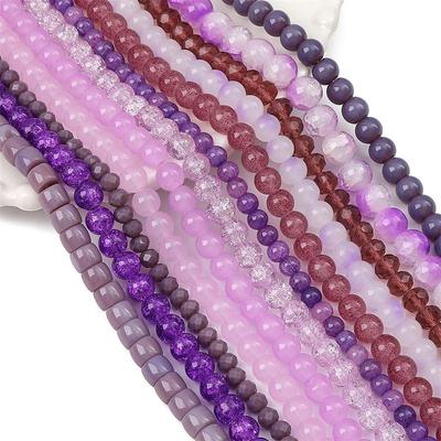 Mor Renk Kristal Cam Boncuk Gevşek Uzay Boncuk Bilezik Kolye DIY Takı Zanaat Yapımı Aksesuarları
